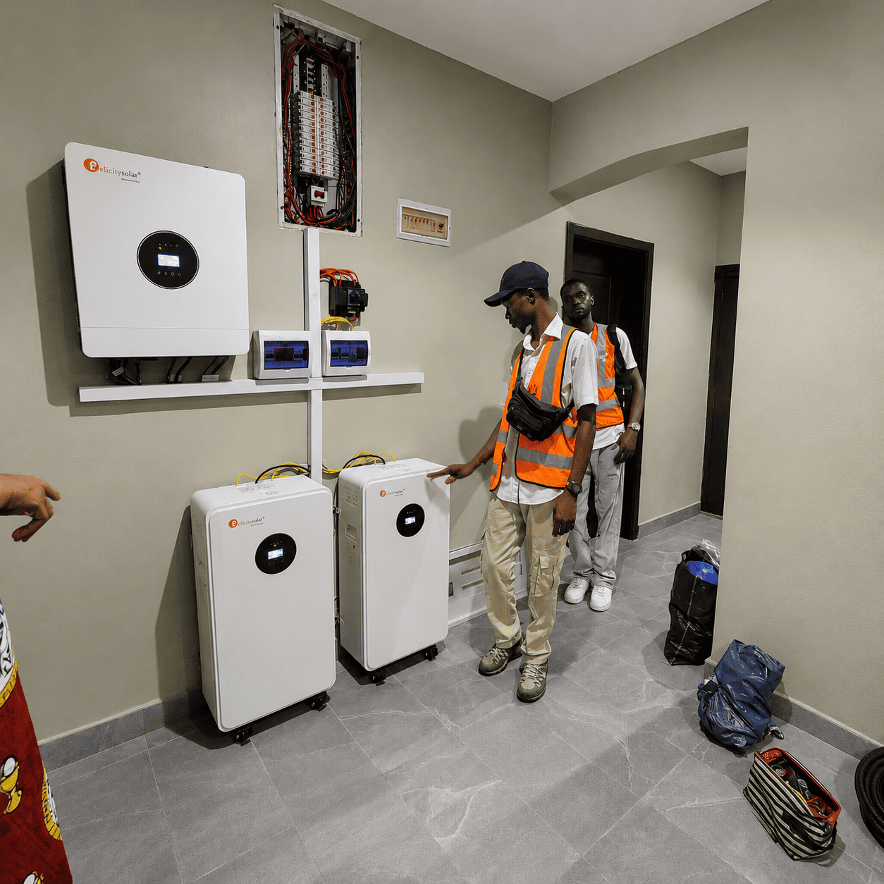 Technical team on site for solar system installation and maintenance